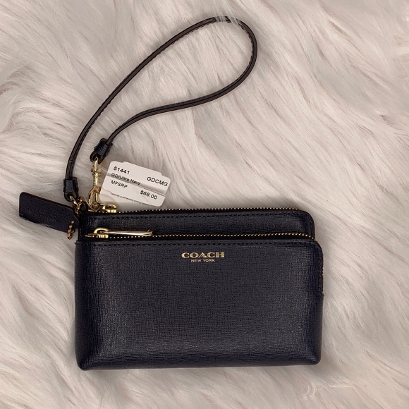 Coach Handbags - Coach Navy Wristlet Wallet